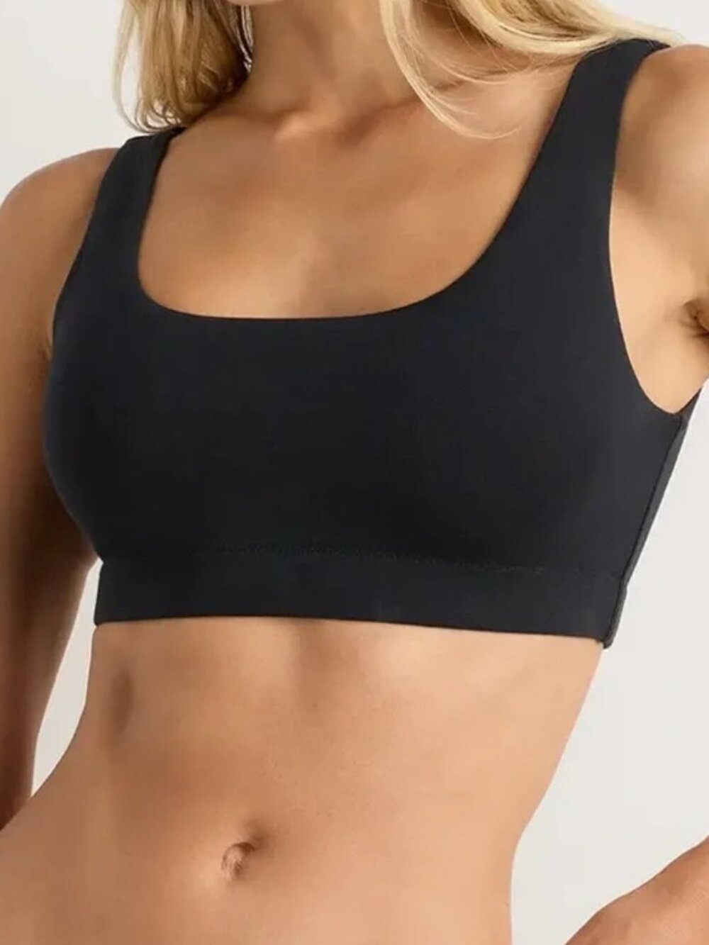 QUINCE 2 Pack Organic Cotton Tank Bralettes XS Black/Sand Casual Workout School